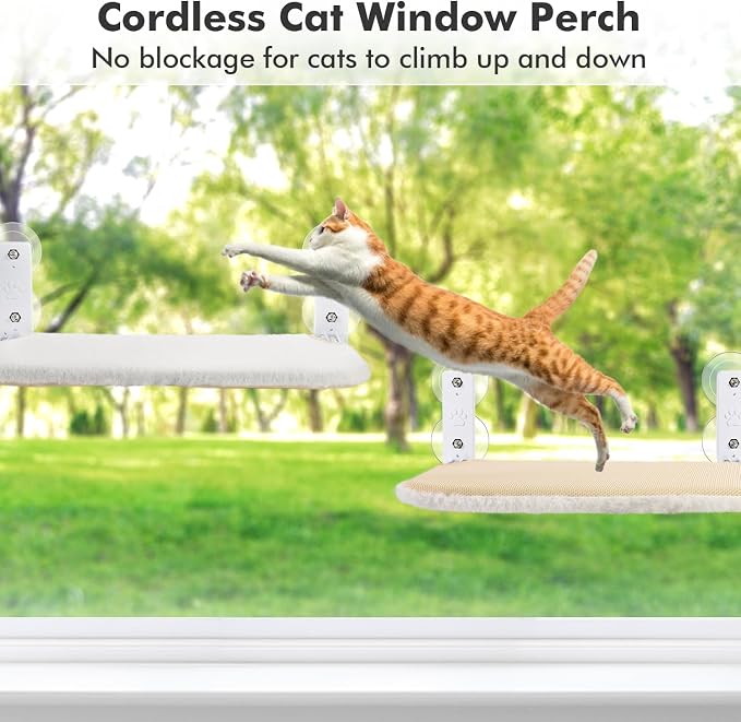 AMOSIJOY Cordless Cat Window Perch, Cat Hammock - Image 8
