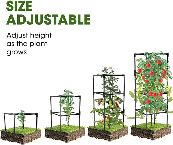 3 Pack Tomato Cages, Square Tomato Plant Stakes Support Cages Trellis - Image 3