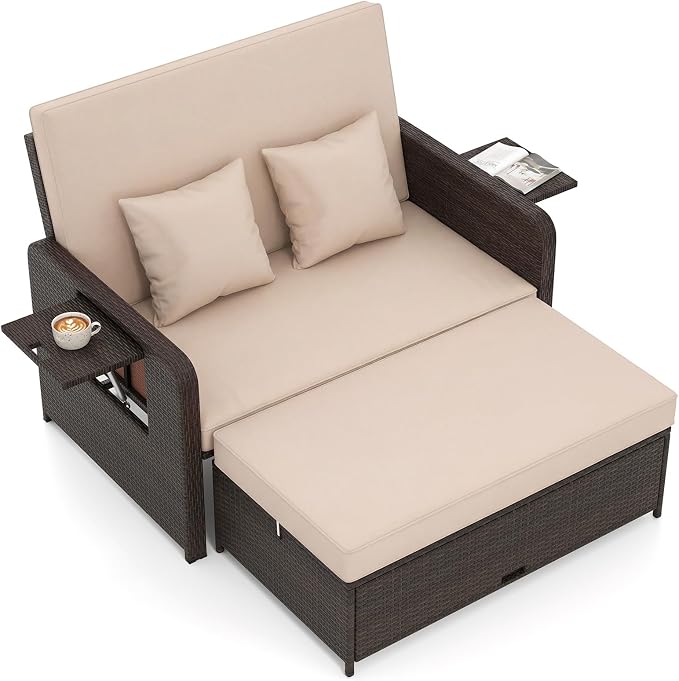 Tangkula Patio Rattan Daybed by TANGKULA