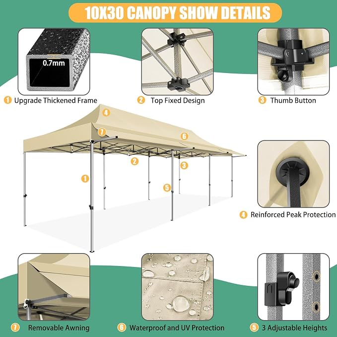 COBIZI 10x30 Pop Up Canopy Tent - Image 5
