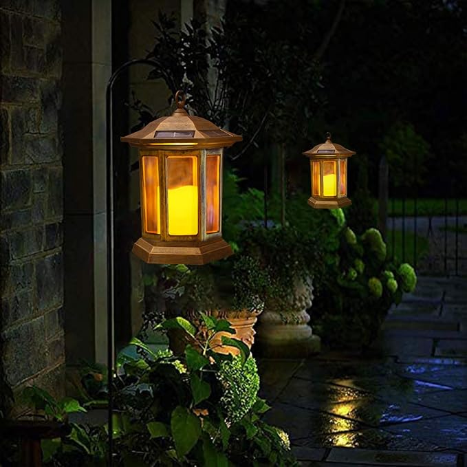 Solar Lantern Outdoor, Outdoor Hanging Candle Lanterns LED Lights - Image 2
