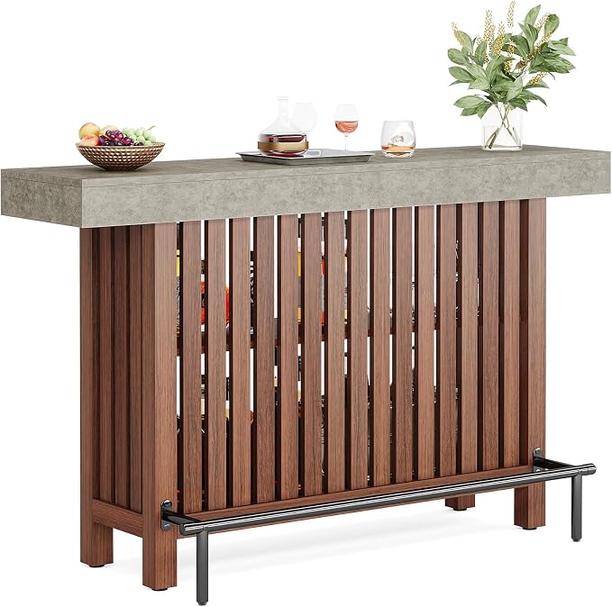 Tribesigns 63-Inch Large Home Bar Unit, 2-Tier Mini Bar Table, Height Pub Table - Image 9