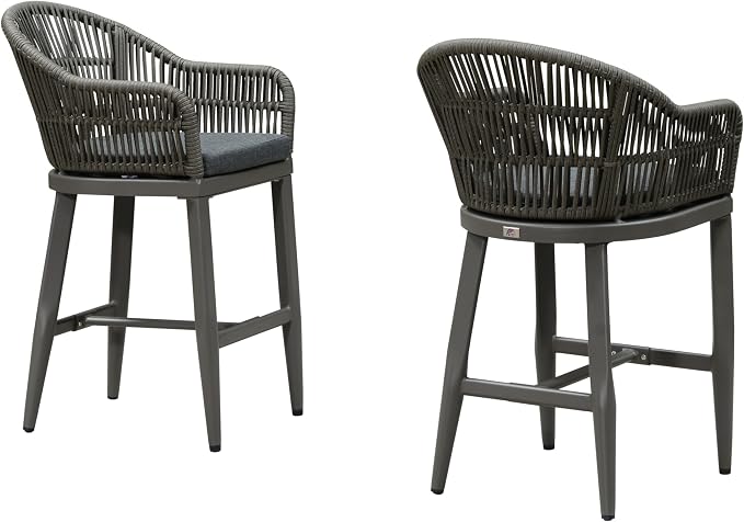 PURPLE LEAF Outdoor Counter Height Bar Stools Set of 2 Patio Metal Modern - Image 8
