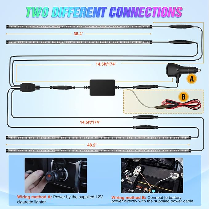 Nilight 4Pcs Car Underglow Neon Accent Strip Lights 252 LEDs RGB 8 Color Sound - Image 8