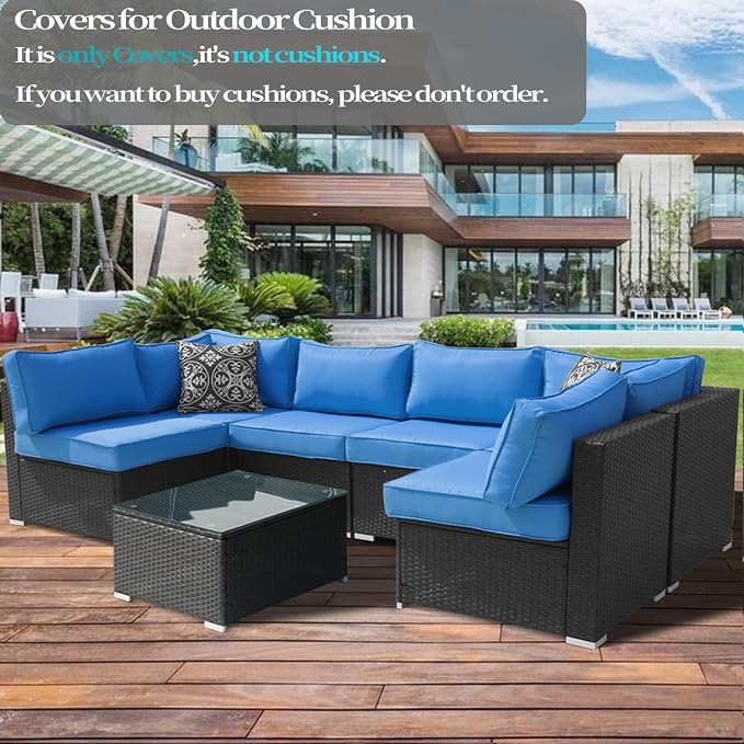 14Pcs Outdoor Cushion Covers Replacement Washable w/Zipper - Image 4