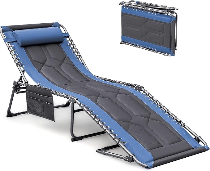 Devoko 4-Fold Padded Portable Folding Outdoor Chaise Lounge Heavy Duty by DEVOKO