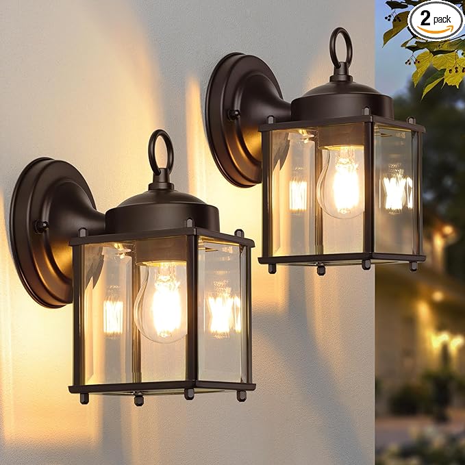 Outdoor Wall Lantern, Exterior Dark Chocolate Waterproof Wall Sconce Lighting by MATAMEYE