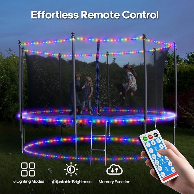 ICRGB Trampoline Lights, 66FT 200LED 1800mAh Solar Rope Lights Outdoor - Image 4