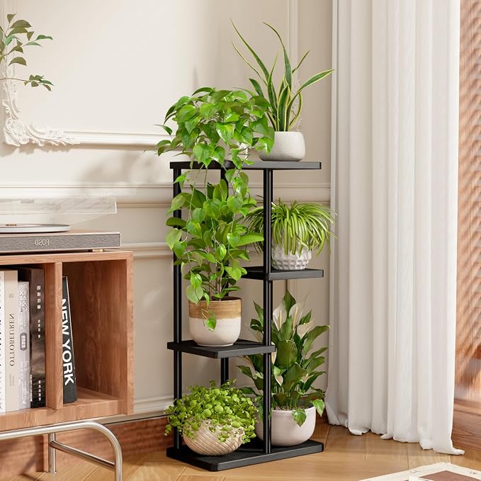 Bamworld Corner Plant Stand Indoor, 4 Tier Metal Plant Shelf - Image 4