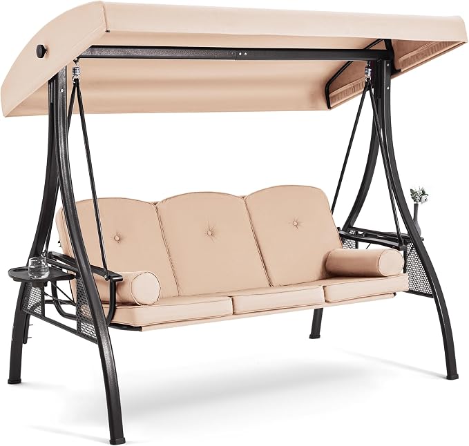 HOMREST 3 Seat Outdoor Porch Swing by HOMREST