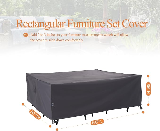 WJ-X3 Large Rectangular Outdoor Sectional Furniture Set Cover Waterproof - Image 7