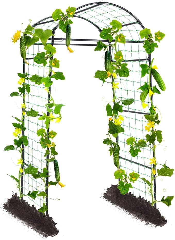 Garden Arch Cucumber Trellis for Climbing Plants Outdoor, 6.7ft Tall Archway by yotoworthgardenhome