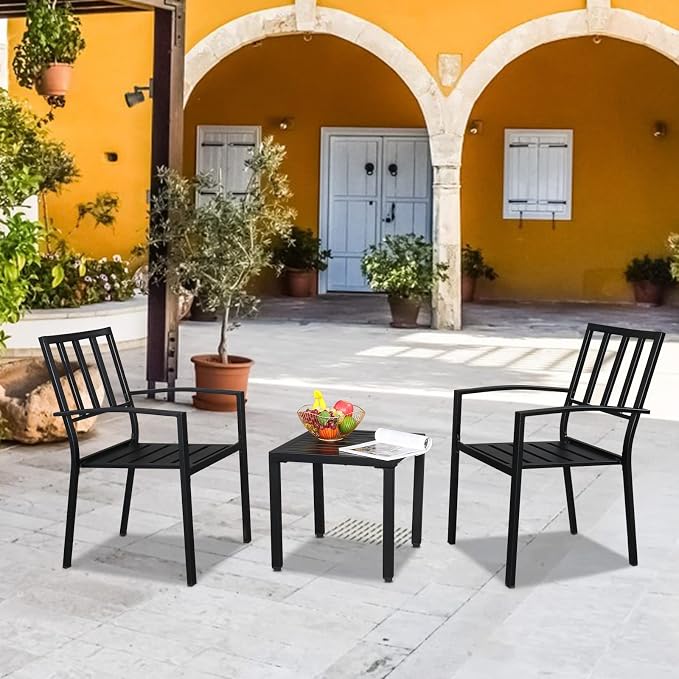 Outvita Metal Square Side Table, Indoor Outdoor Small Patio End Table, Portable - Image 2