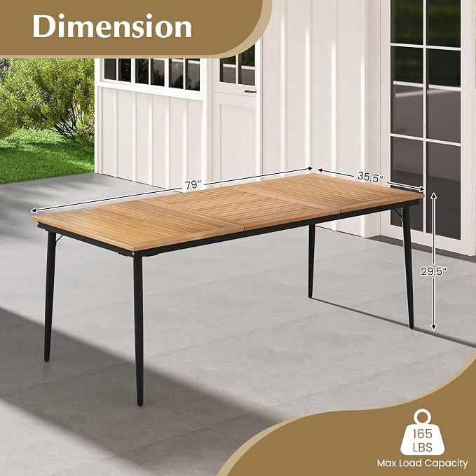 Tangkula 79" Acacia Wood Outdoor Dining Table - Image 5