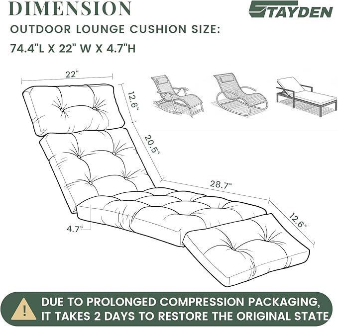 Outdoor Lounge Chair Cushions, Chaise Lounge Chair Cushions Replacement - Image 2