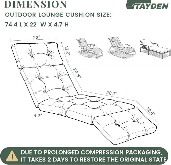 Outdoor Lounge Chair Cushions, Chaise Lounge Chair Cushions Replacement - Image 2