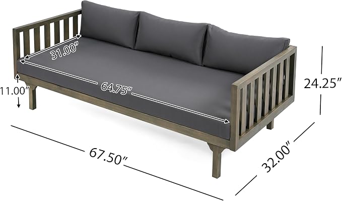 Christopher Knight Home Claremont Outdoor 3 Seater Acacia Wood Daybed - Image 2