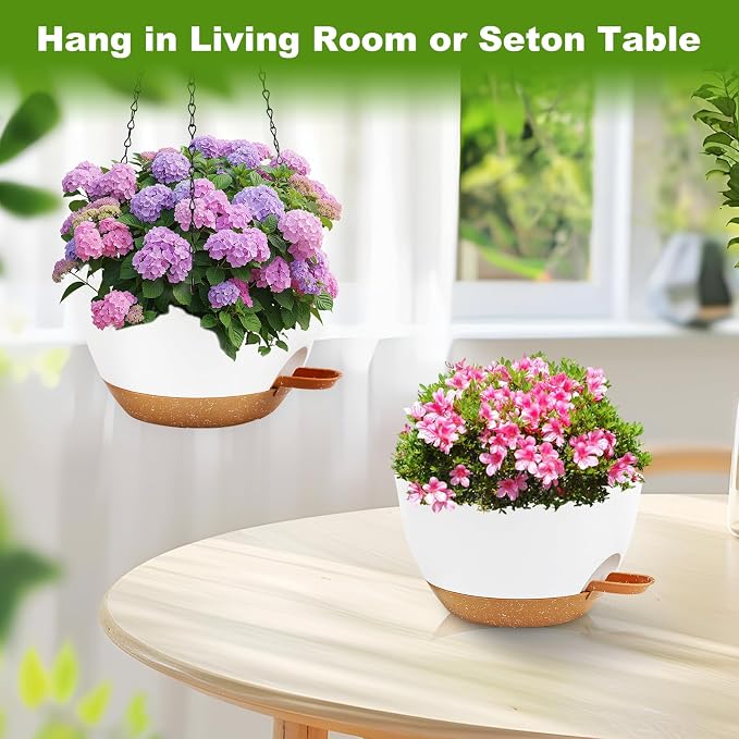 10 inch Hanging Planters for Indoor Plants, 3 Pack Self-Watering Hanging - Image 8