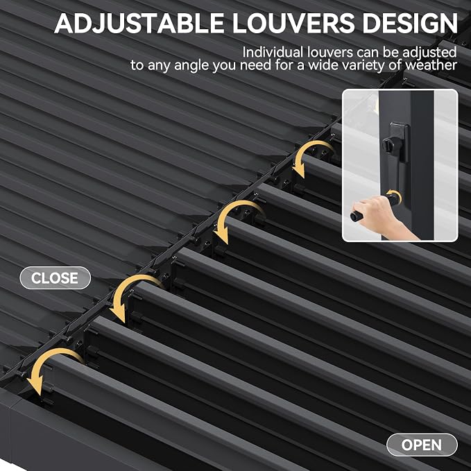 Aoxun Louvered Pergola 10' x 20' 96S Outdoor Metal Pergola - Image 5