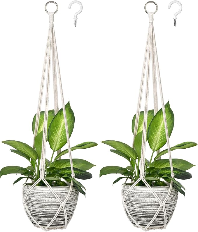 Dahey Macrame Plant Hanger Indoor Hanging Planter Basket Handmade Woven Cotton by Dahey