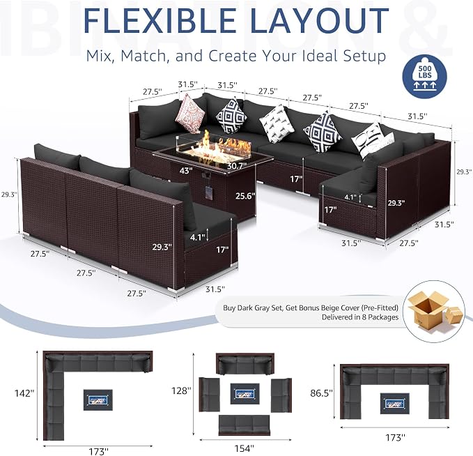 NICESOUL 11 Piece Outdoor Furniture Set - Image 6