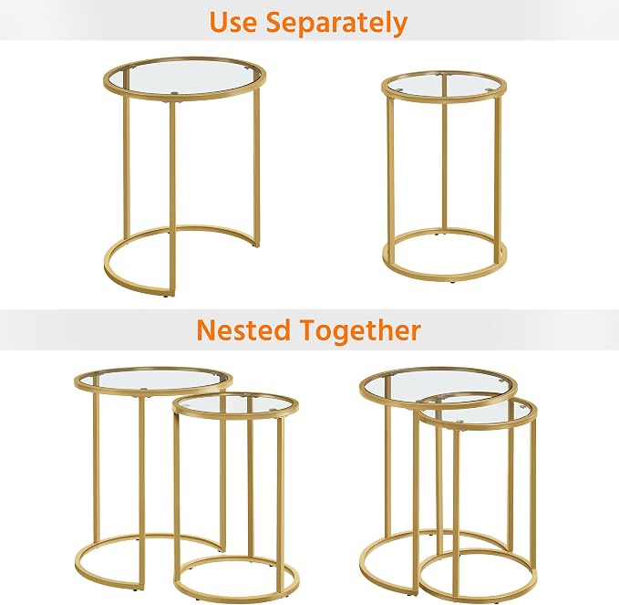 Yaheetech Round Nesting Side Table Stacking Coffee Table, Mustard Gold - Image 7
