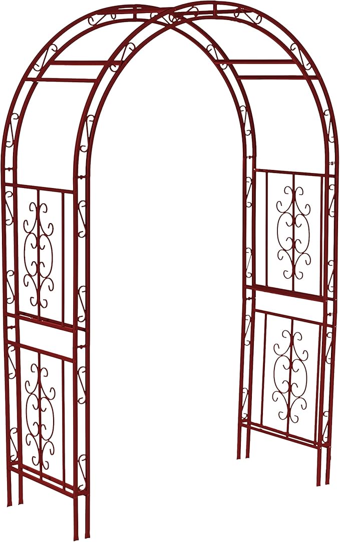 Plow & Hearth Arch Metal Outdoor Garden Arbor, 84 inches Tall, Iron Trellis - Image 2