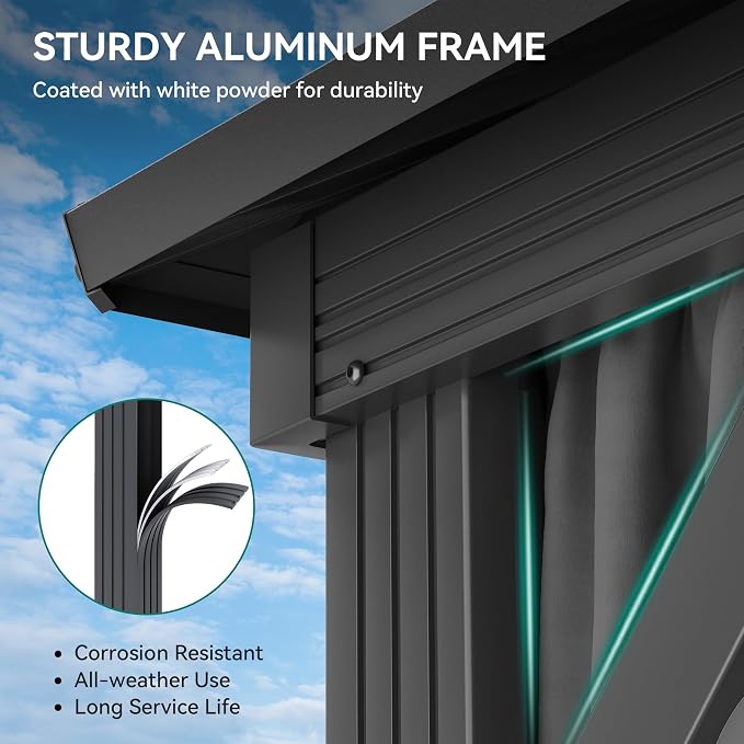 YITAHOME 10x10ft Hardtop Gazebo Heavy Duty Double Roof - Image 4