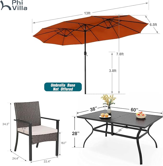 PHI VILLA 7 Pieces Patio Dining Set - Image 9