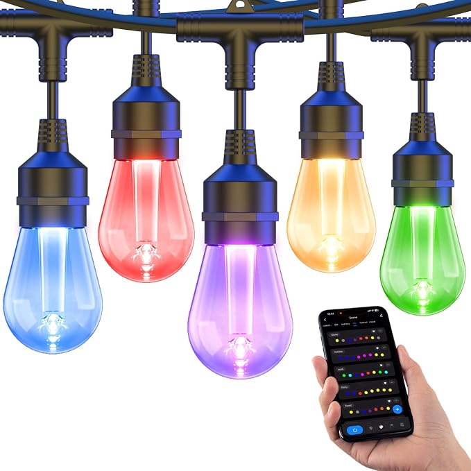 XMCOSY+ Smart Outdoor String Lights, 98Ft Patio Lights Waterproof, App Control by XMcosy