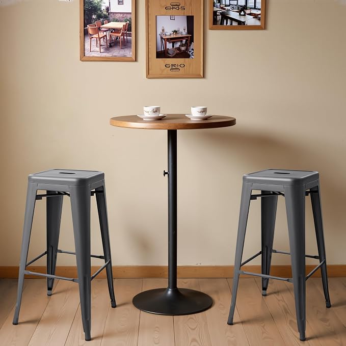 Furmax 30 Inch Metal Bar Stools Set of 4, Counter Height Backless Stools - Image 2