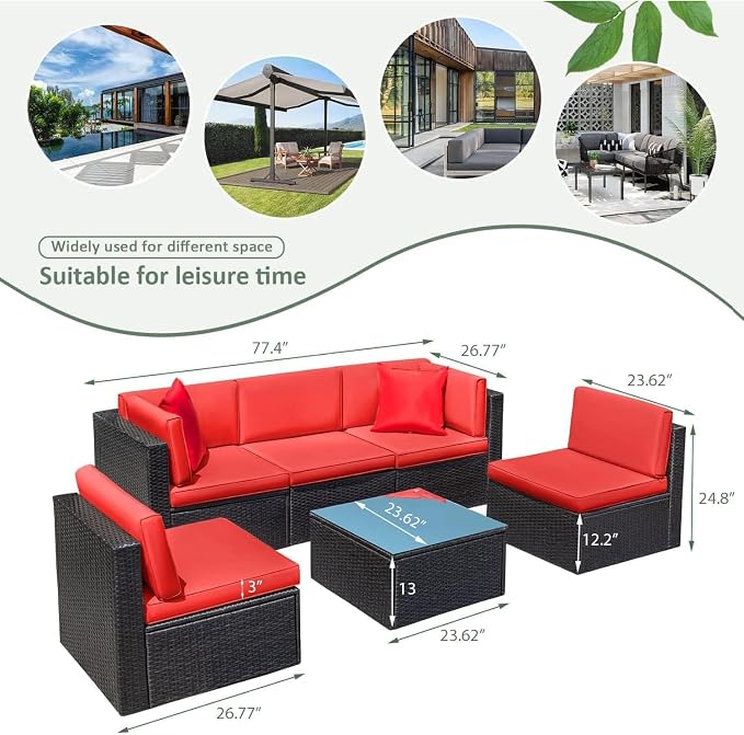 Devoko Patio Furniture Sets 6 Pieces Outdoor Sectional Rattan Sofa Manual - Image 8