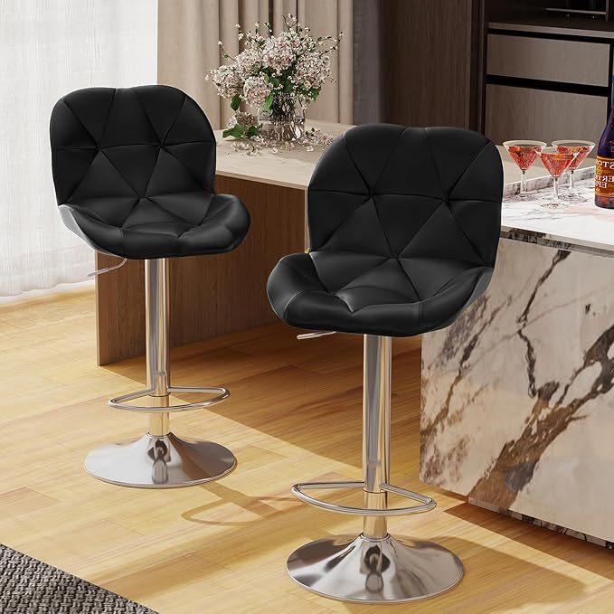 ARTETHYS Bar Table and Chairs Set of 3 Black Heigh Adjustable Round Pub Desk - Image 7