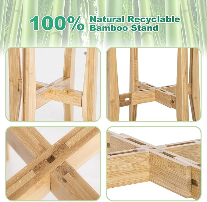 Plant Stand Indoor, Bamboo Plant Shelf, Adjustable Corner Plants Flower Holders - Image 5