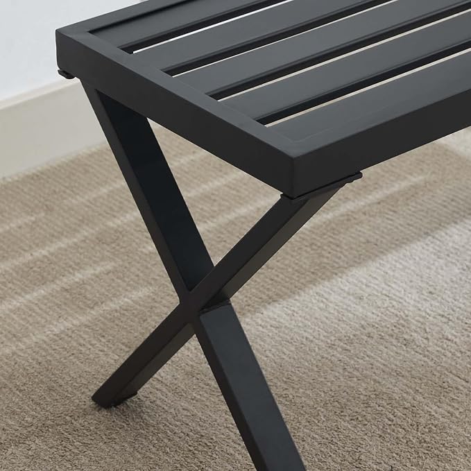 Outdoor Metal Backless Bench Weatherproof Patio Bench - Image 6