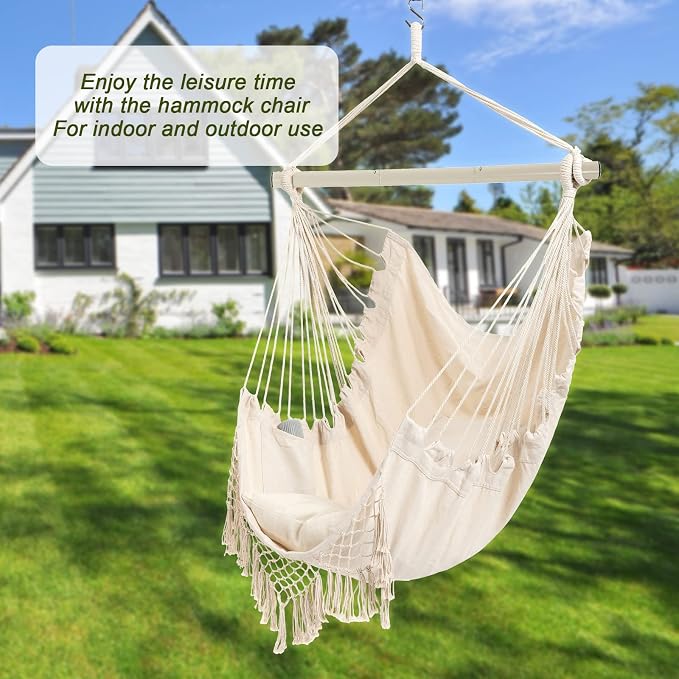 Hammock Chair, Hanging Rope Swing Seat - Image 2