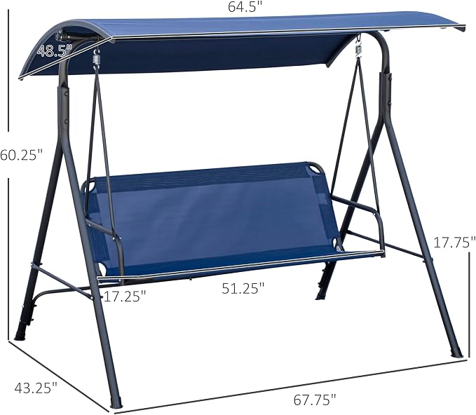 Outsunny 3-Person Porch Swing - Image 7