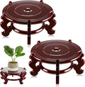 Geetery 2 Pcs 4 to 12 in Wooden Plant Stands Indoor Chinese Oriental Plant Stand by Geetery