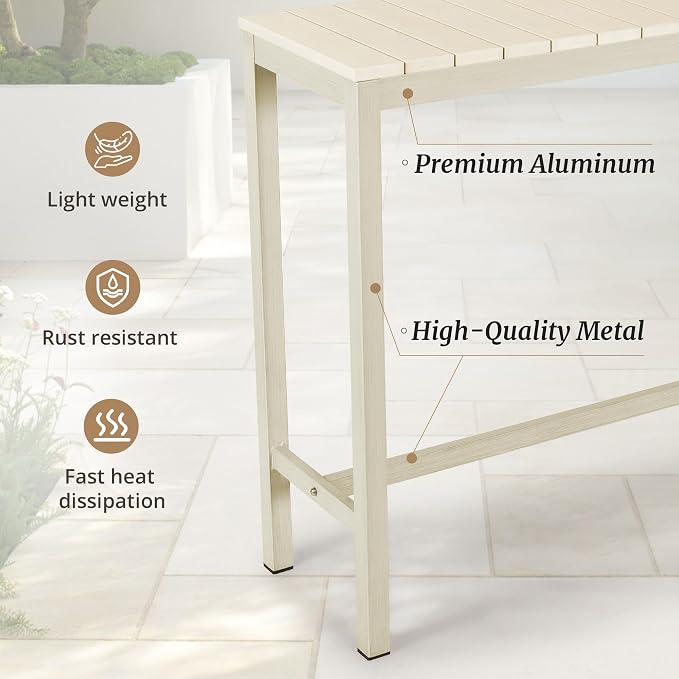Outdoor Bar Height Table and Chairs Set, 3 Piece Patio Pub Bar Set - Image 5