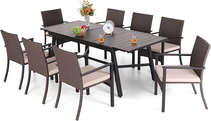 PHI VILLA 9 Piece Outdoor Dining Table Set by PHIVILLAThepioneerofcomfortablehouseholdsupplies