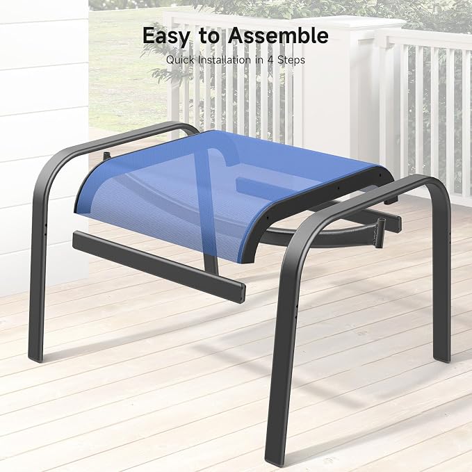 ONBRILL Outdoor Ottoman Set of 2, All Weather Outdoor Foot Stool - Image 8