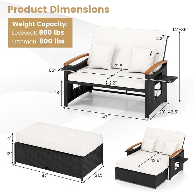 Tangkula Patio Rattan Daybed - Image 4