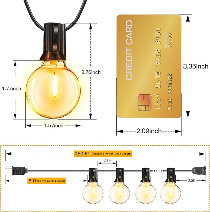 Ollny 150FT Outdoor String Lights, Waterproof Connectable Shatterproof Outside - Image 4