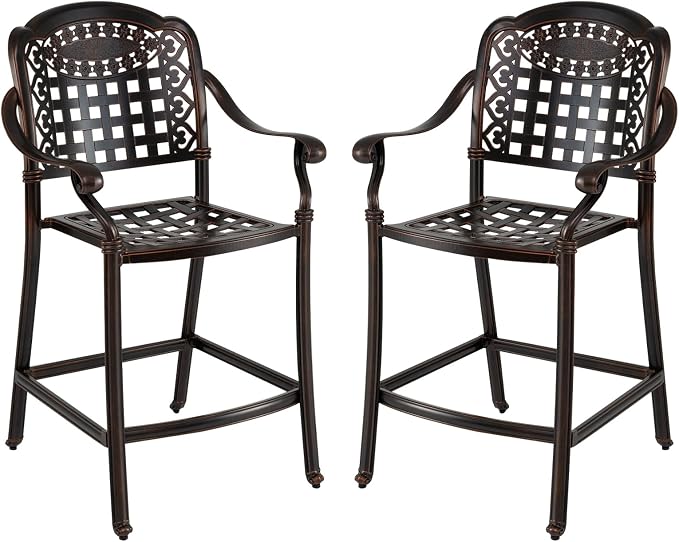 Giantex Outdoor Bar Stools Set of 2 Cast Aluminum, 25.5'' Counter Height Bar by Giantex