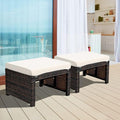 ORALNER Outdoor Ottoman, All-Weather Rattan Foot Stools w/Removable Cushions by ORALNER
