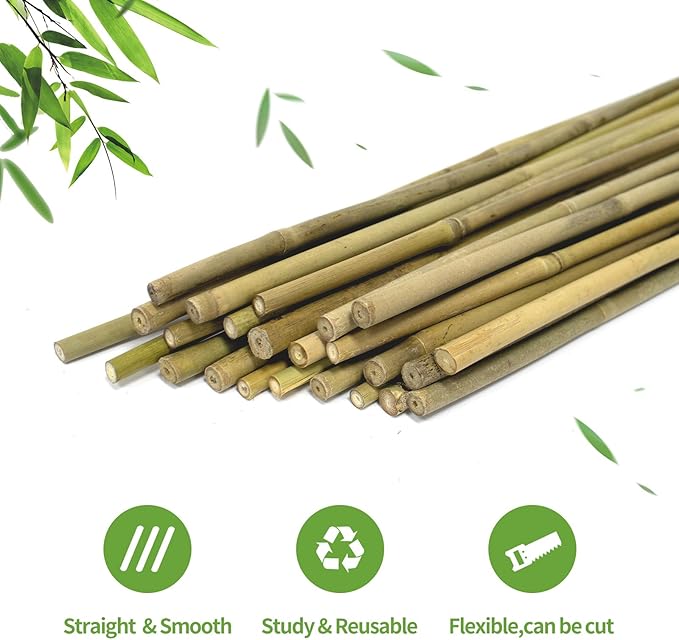 Plant Stakes, 4FT Natural Bamboo Garden Stakes, Bamboo Sticks - Image 3
