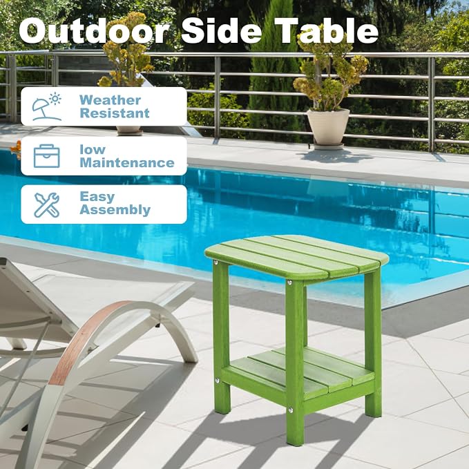 Outdoor Side Table 2 -Tier Adirondack Table HDPE Patio Side Table Weather - Image 3