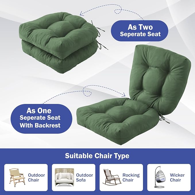 Outdoor Chair Cushions Set of 2, Patio Chair Cushions - Image 6