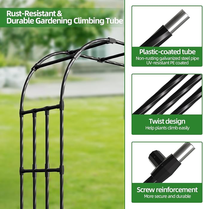 Half Side Garden Arch Trellis 3.93FT×8.53FT, Metal Arbor Trellis - Image 3