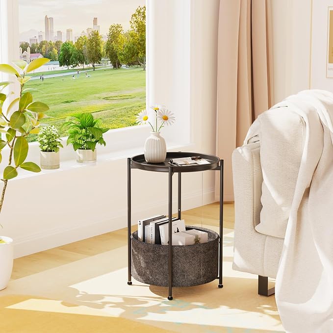 Garden 4 you Small Side Table, Mini Round End Table, Modern Nightstand - Image 2